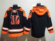 Wholesale Cheap Men's Cincinnati Bengals Blank Orange Black Ageless Must-Have Lace-Up Pullover Hoodie