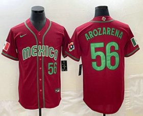 Cheap Men\'s Mexico Baseball #56 Randy Arozarena Number 2023 Red World Classic Stitched Jerseys