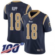 Wholesale Cheap Nike Rams #18 Cooper Kupp Navy Blue Team Color Men's Stitched NFL 100th Season Vapor Limited Jersey