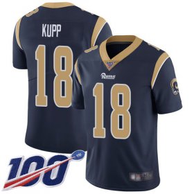 Wholesale Cheap Nike Rams #18 Cooper Kupp Navy Blue Team Color Men\'s Stitched NFL 100th Season Vapor Limited Jersey