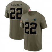 Wholesale Cheap Men's Carolina Panthers #22 Christian McCaffrey 2022 Olive Salute to Service T-Shirt