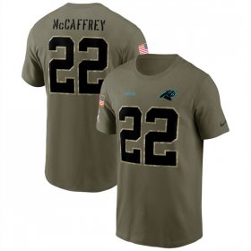 Wholesale Cheap Men\'s Carolina Panthers #22 Christian McCaffrey 2022 Olive Salute to Service T-Shirt