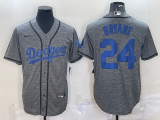 Wholesale Cheap Men's Los Angeles Dodgers #24 Kobe Bryant Grey Gridiron Cool Base Stitched Baseball Jersey