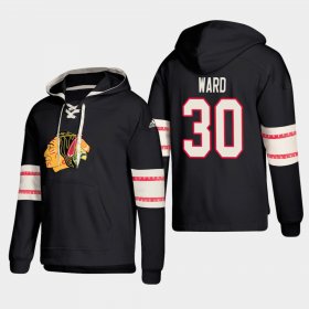 Wholesale Cheap Chicago Blackhawks #30 Cam Ward Black adidas Lace-Up Pullover Hoodie