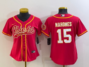 Wholesale Cheap Women's Kansas City Chiefs #15 Patrick Mahomes Red With Patch Cool Base Stitched Baseball Jersey