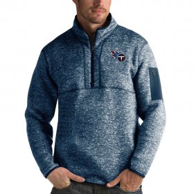 Wholesale Cheap Tennessee Titans Antigua Fortune Quarter-Zip Pullover Jacket Heather Navy