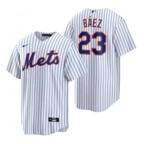 Wholesale Cheap Men\'s New York Mets #23 Javier Baez White Replica Home Nike Jersey