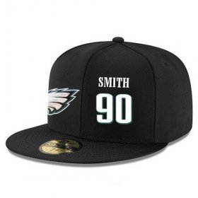 Wholesale Cheap Philadelphia Eagles #90 Marcus Smith II Snapback Cap NFL Player Black with White Number Stitched Hat