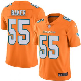 Wholesale Cheap Nike Dolphins #55 Jerome Baker Orange Men\'s Stitched NFL Limited Rush Jersey