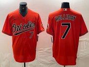 Cheap Men's Baltimore Orioles #7 Jackson Holliday Number Orange Limited Cool Base Stitched Jersey