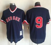 Wholesale Cheap Mitchell And Ness 1990 Red Sox #9 Ted Williams Dark Blue Stitched Throwback MLB Jersey
