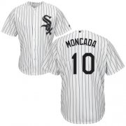 Wholesale Cheap White Sox #10 Yoan Moncada White(Black Strip) Home Cool Base Stitched Youth MLB Jersey