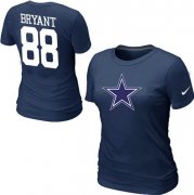 Wholesale Cheap Women's Nike Dallas Cowboys #88 Dez Bryant Name & Number T-Shirt Blue