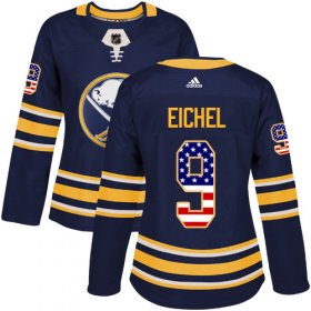 Wholesale Cheap Adidas Sabres #9 Jack Eichel Navy Blue Home Authentic USA Flag Women\'s Stitched NHL Jersey