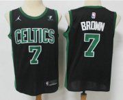 Wholesale Cheap Men's Boston Celtics #7 Jaylen Brown Black 2021 Brand Jordan Swingman Stitched NBA Jersey With NEW Sponsor Logo
