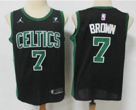 Wholesale Cheap Men\'s Boston Celtics #7 Jaylen Brown Black 2021 Brand Jordan Swingman Stitched NBA Jersey With NEW Sponsor Logo