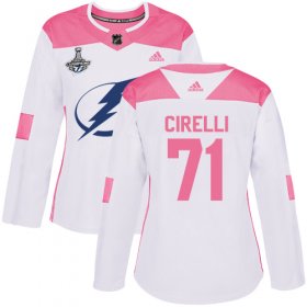 Cheap Adidas Lightning #71 Anthony Cirelli White/Pink Authentic Fashion Women\'s 2020 Stanley Cup Champions Stitched NHL Jersey