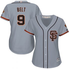 Wholesale Cheap Giants #9 Brandon Belt Grey Road 2 Women\'s Stitched MLB Jersey