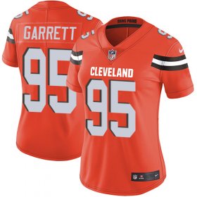 Wholesale Cheap Nike Browns #95 Myles Garrett Orange Alternate Women\'s Stitched NFL Vapor Untouchable Limited Jersey