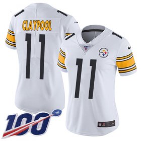 Wholesale Cheap Nike Steelers #11 Chase Claypool White Women\'s Stitched NFL 100th Season Vapor Untouchable Limited Jersey