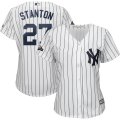 Wholesale Cheap New York Yankees #27 Giancarlo Stanton Majestic Women's 2019 Postseason Official Cool Base Player Jersey White Navy