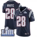 Wholesale Cheap Nike Patriots #28 James White Navy Blue Team Color Super Bowl LIII Bound Men's Stitched NFL Vapor Untouchable Limited Jersey