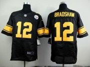 Wholesale Cheap Nike Steelers #12 Terry Bradshaw Black(Gold No.) Men's Stitched NFL Elite Jersey