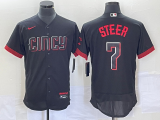 Wholesale Cheap Men's Cincinnati Reds Spencer Steer Black 2023 City Connect Flex Base Stitched Jersey 1