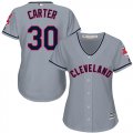 Wholesale Cheap Indians #30 Joe Carter Grey Road Women's Stitched MLB Jersey