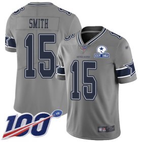 Wholesale Cheap Nike Cowboys #15 Devin Smith Gray Men\'s Stitched With Established In 1960 Patch NFL Limited Inverted Legend 100th Season Jersey