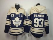 Wholesale Cheap Maple Leafs #93 Doug Gilmour Blue Sawyer Hooded Sweatshirt Stitched NHL Jersey