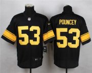Wholesale Cheap Nike Steelers #53 Maurkice Pouncey Black(Gold No.) Men's Stitched NFL Elite Jersey