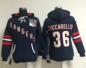 Wholesale Cheap New York Rangers #36 Mats Zuccarello Navy Blue Women\'s Old Time Heidi NHL Hoodie