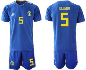 Wholesale Cheap Sweden #5 Olsson Away Soccer Country Jersey