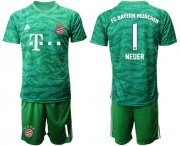 Wholesale Cheap Bayern Munchen #1 Neuer Green Goalkeeper Soccer Club Jersey