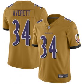 Wholesale Cheap Nike Ravens #34 Anthony Averett Gold Men\'s Stitched NFL Limited Inverted Legend Jersey