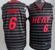 Wholesale Cheap Miami Heat #6 LeBron James Gray With Black Pinstripe Jersey