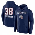 Cheap Men's New England Patriots #38 Rhamondre Stevenson Navy Team Wordmark Player Name & Number Pullover Hoodie