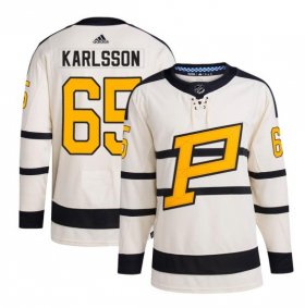 Cheap Men\'s Pittsburgh Penguins #65 Erik Karlsson Cream 2023 Winter Classic Stitched Jersey