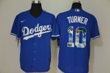 Wholesale Cheap Men's Los Angeles Dodgers #10 Justin Turner Blue Unforgettable Moment Stitched Fashion MLB Cool Base Nike Jersey