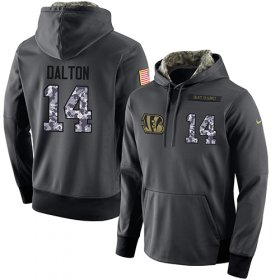 Wholesale Cheap NFL Men\'s Nike Cincinnati Bengals #14 Andy Dalton Stitched Black Anthracite Salute to Service Player Performance Hoodie