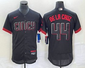Wholesale Cheap Men\'s Cincinnati Reds #44 Elly De La Cruz Black 2023 City Connect Flex Base Stitched Baseball Jersey