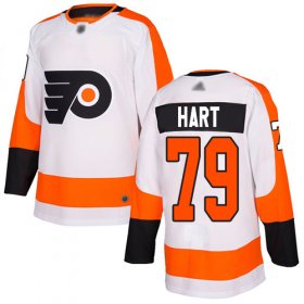 Wholesale Cheap Adidas Flyers #79 Carter Hart White Road Authentic Stitched Youth NHL Jersey