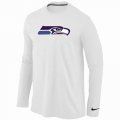 Wholesale Cheap Nike Seattle Seahawks Logo Long Sleeve T-Shirt White