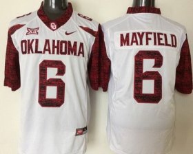 Wholesale Cheap Men\'s Oklahoma Sooners #6 Baker Mayfield White 2016 College Football Nike Jersey