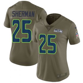 Wholesale Cheap Nike Seahawks #25 Richard Sherman Olive Women\'s Stitched NFL Limited 2017 Salute to Service Jersey