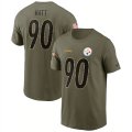 Wholesale Cheap Men's Pittsburgh Steelers #90 T.J. Watt 2022 Olive Salute to Service T-Shirt