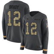 Wholesale Cheap Nike Patriots #12 Tom Brady Anthracite Salute to Service Women's Stitched NFL Limited Therma Long Sleeve Jersey