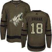 Wholesale Cheap Adidas Coyotes #18 Christian Dvorak Green Salute to Service Stitched NHL Jersey