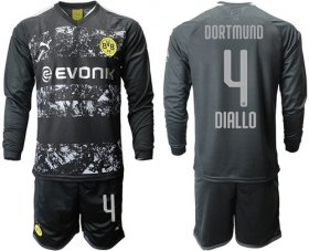 Wholesale Cheap Dortmund #4 Diallo Away Long Sleeves Soccer Club Jersey